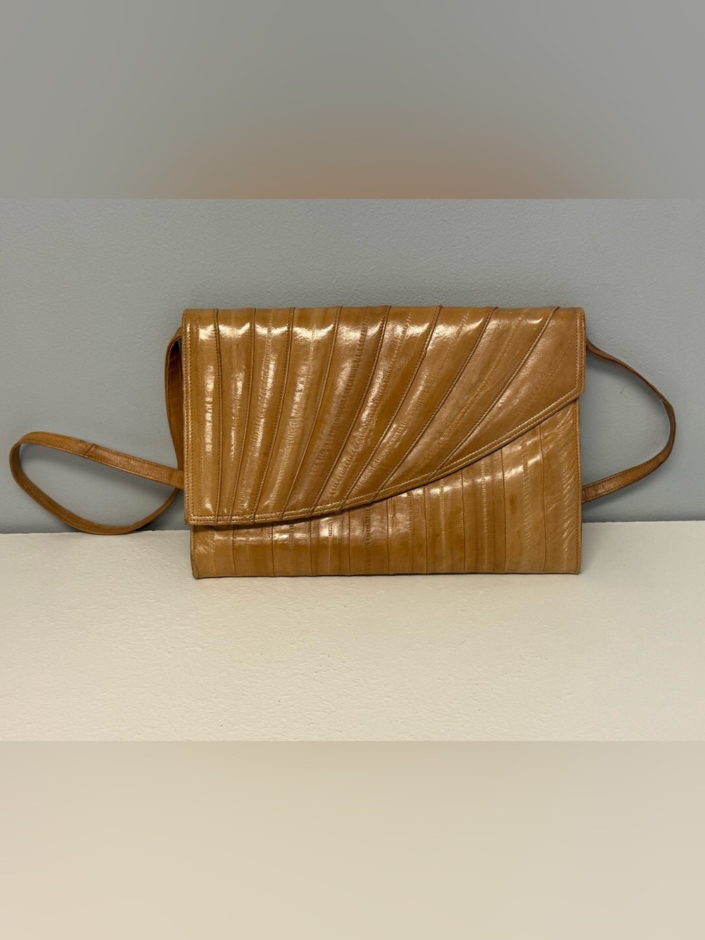 Vintage Genuine Eel Skin Shoulder Bag / Clutch — Made in Korea
